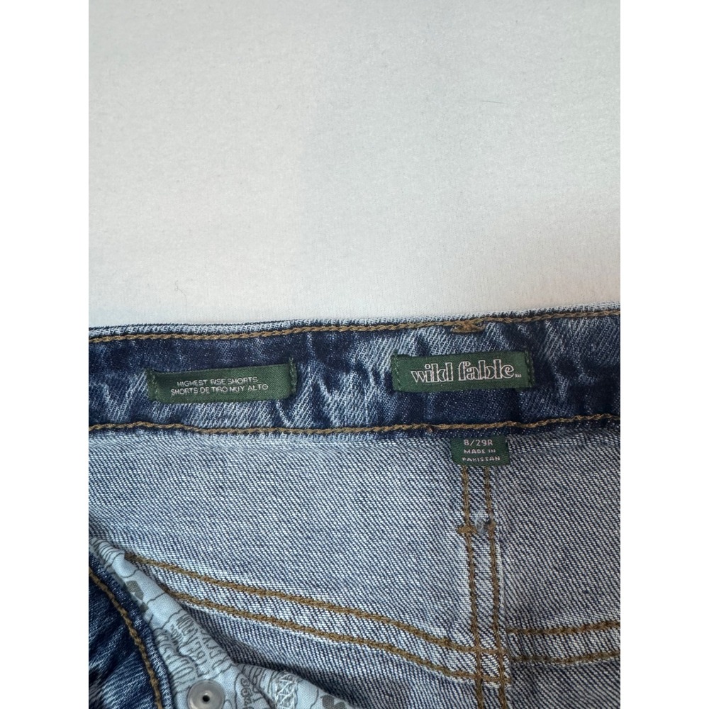 High Rise Mom Shorts Denim Jean Shorts Womens 8 29R Blue Cuffed Highest Rise - Picture 3 of 8